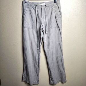 Banana Republic Womens Ryan Fit Tan Linen Blend Low Rise Wide Leg Pants-Size 4